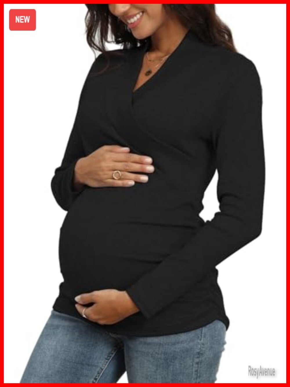 Nursing Top Cross V Neck Ruched Long Sleeve Maternity Shirt Women's